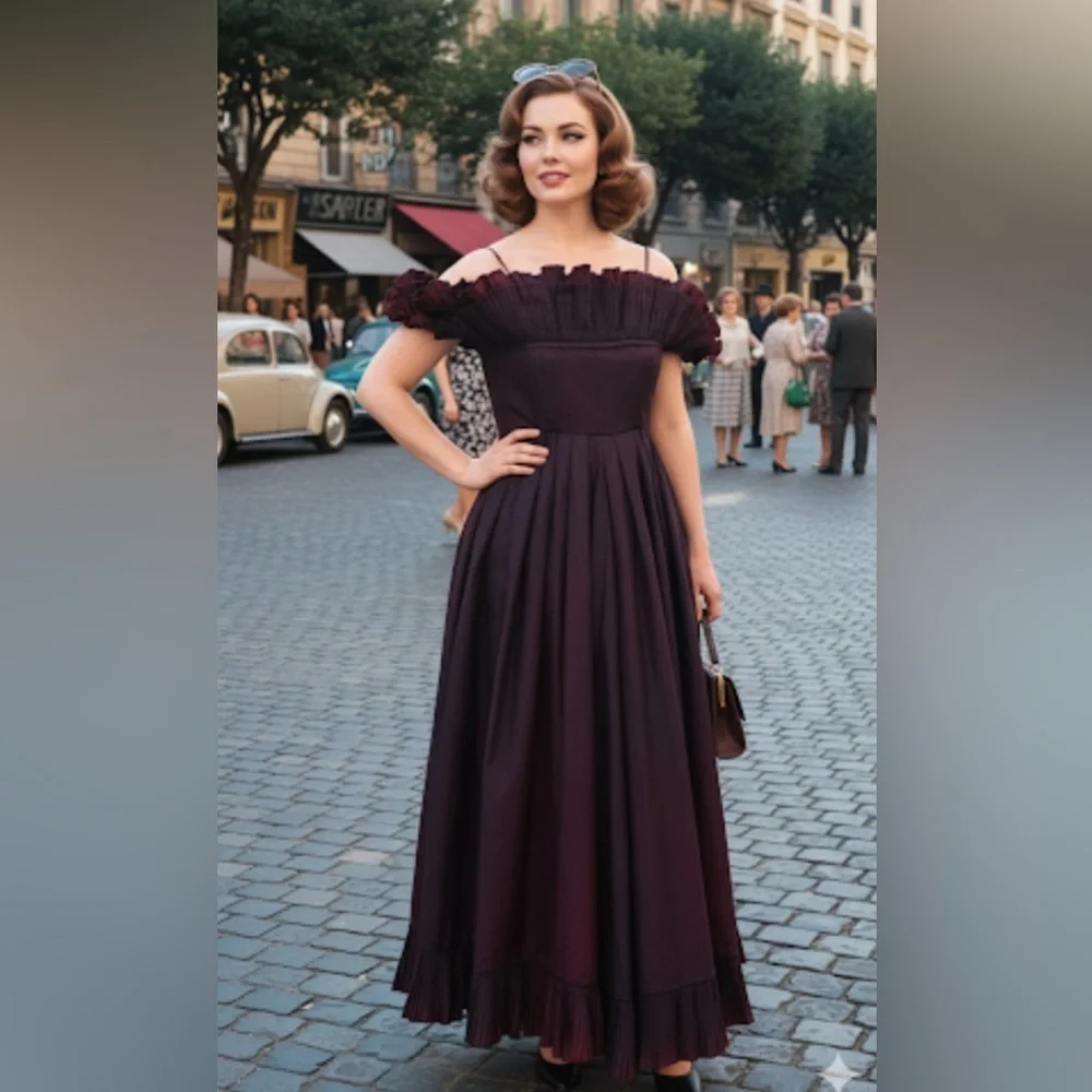 Vintage 1960’s Dorothy Bullitt Deep Purple/ Burgundy Taffeta Gown